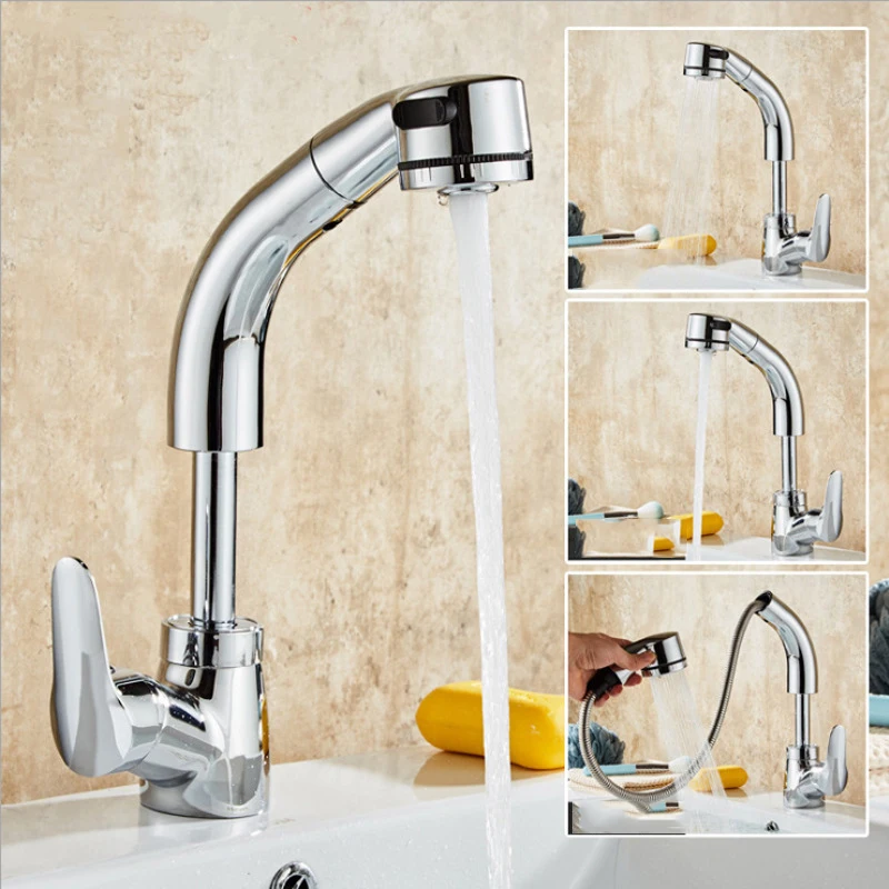 kitchen faucet swivel 360 degree water kitchen faucet pull out single handle sink hot cold water mixer free global shipping