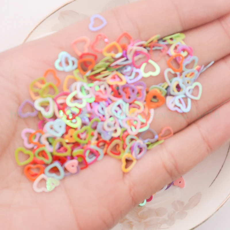 Sequin 25 г 6 мм розовые полые в форме сердца ПВХ свободные пайетки для поделок