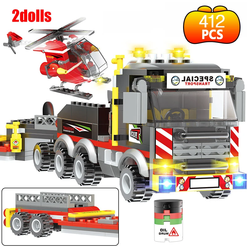 411 шт. совместимый город Вертолет тяжелый грузовой транспорт строительные блоки