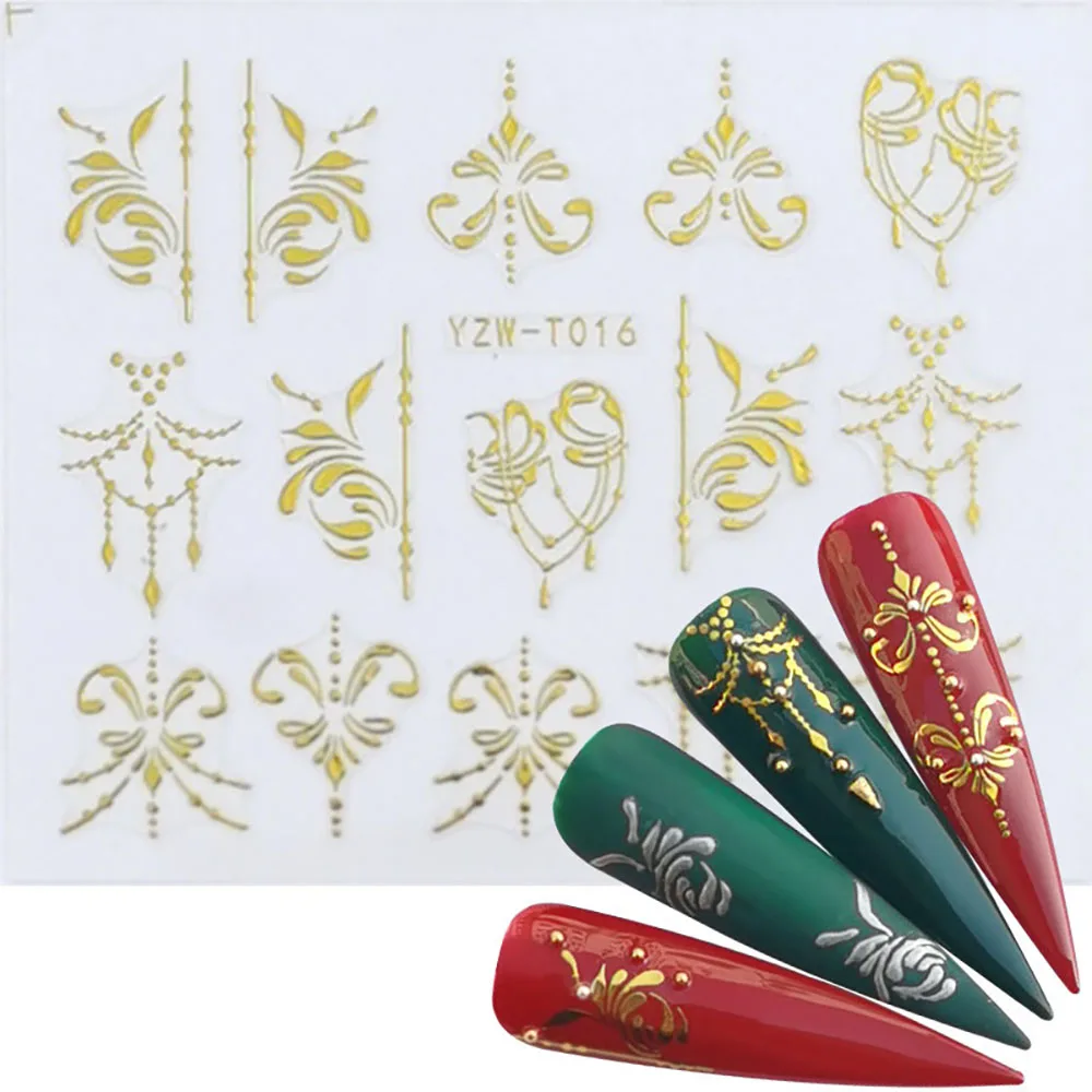 

Golden Nail Stickers Nail Tool Transfer Nail Sticker DIY Accessories Bronzing Nail Sticker Leaf Wave Manicure Sticker Language