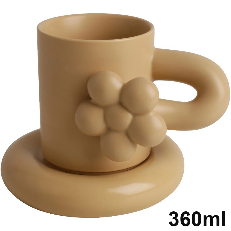 

Japanese Flower Coffee Cup With Plate Porcelain Milk Water Mug Round Cake Dish Handcraft Ceramic Tea Cup Set Cute Gift For Women