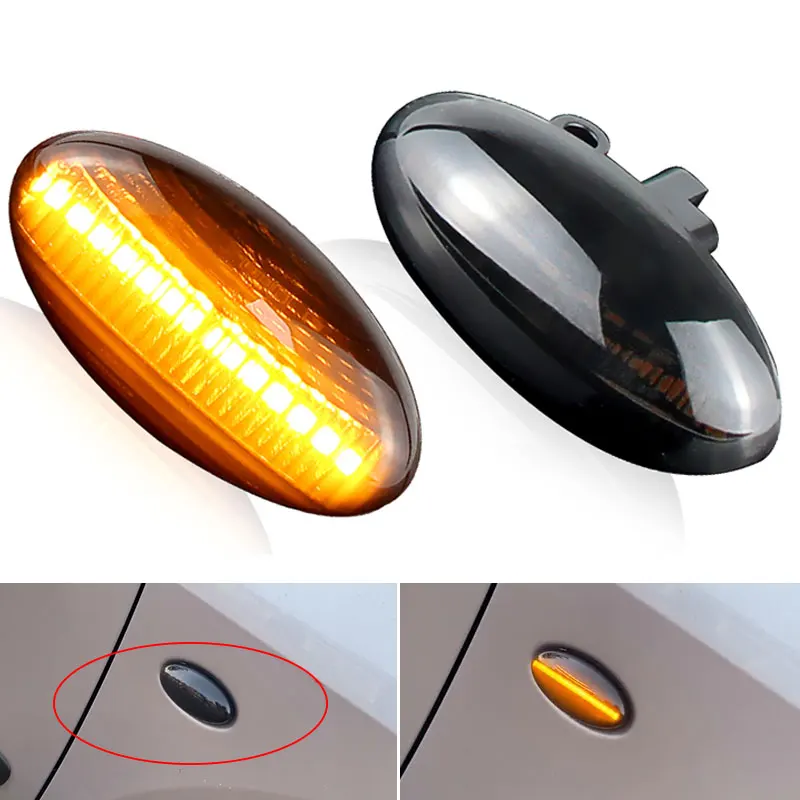 

2PC Smoked LED Turn Signal Lamp Blinker For Peugeot 307 206 407 107 607 1007 Citroen C1 C2 C3 C5 C6 Sequential Side Marker Light