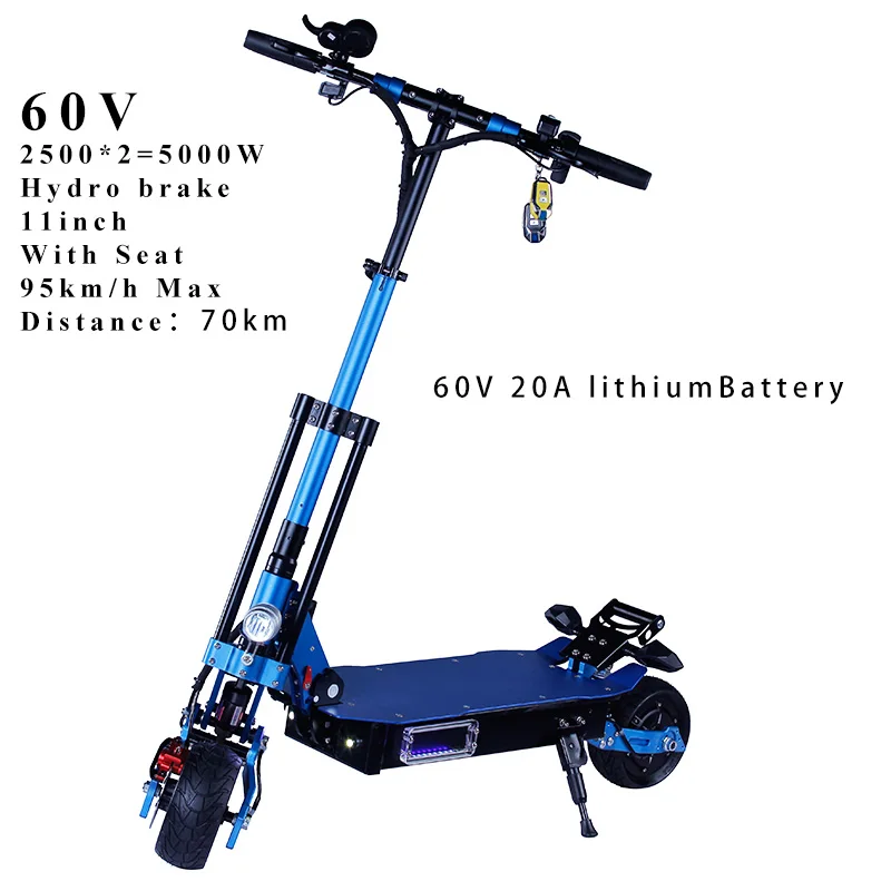 5000W 60V18AH Blue 5000 Вт Электрический скутер 95 км/ч высокая скорость 38,5 Ач скейтборд бездорожье Patinete Electrico Adulto Escooter Электрический длинный Ховерборд - Цвет: 5000W 60V18AH Blue