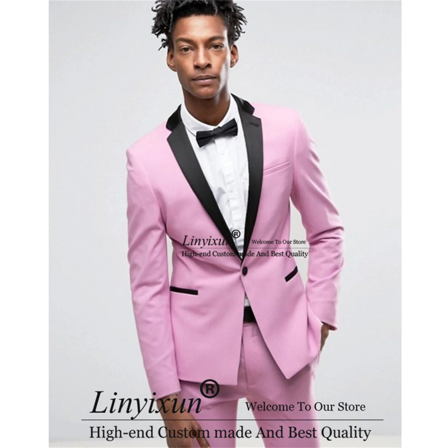 

Fashion Pink Mens Suits For Wedding Groom Tuxedos Male Prom Party Blazer Pants Outfit Ropa Hombre 2 Pieces Set Terno Masculino
