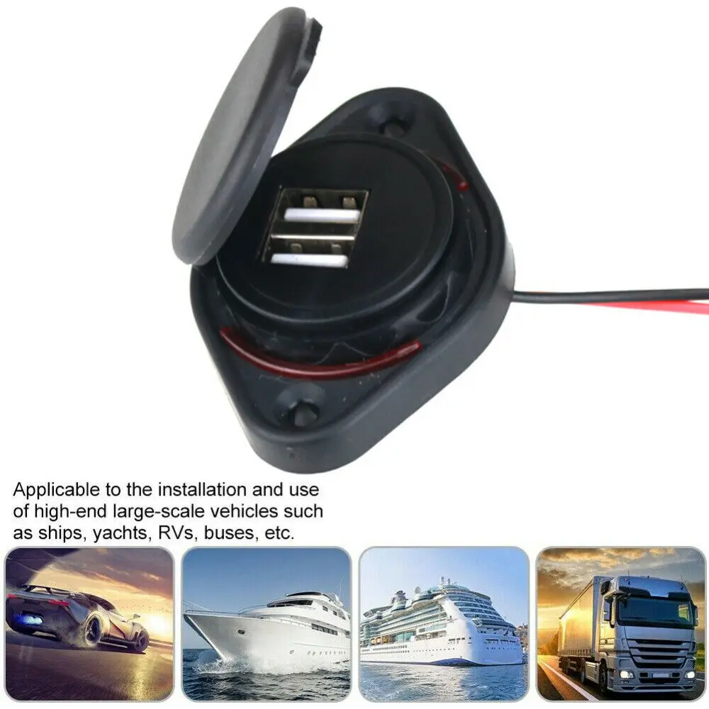 Автомобильное зарядное устройство 2 порта USB разъем автобус лодки светодиодный