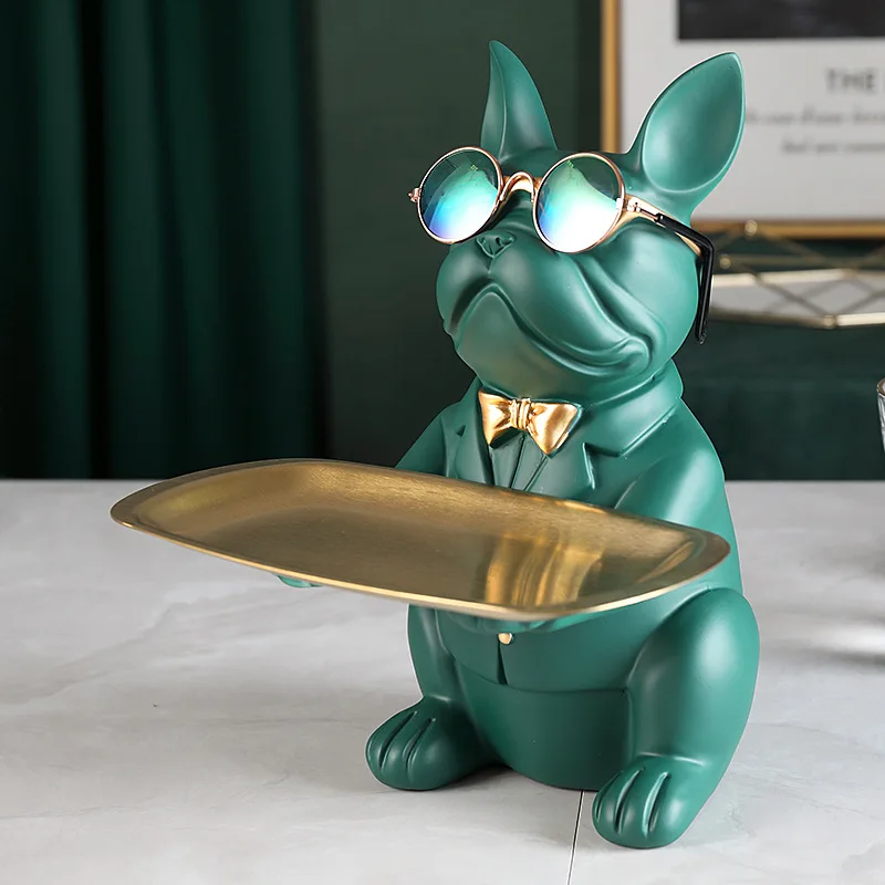 

Escultura de Bulldog Francés nórdico, estatua de perro, almacenamiento de joyas, Decoración de mesa, regalo, cinturón, placa, ga