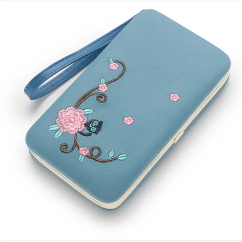 blue Сумка для телефона из искусственной кожи, женские кошельки, кошелек для монет, денег, женский длинный клатч, кошельки, кредитный держатель для карт, кошелек Monedero Portemonnee - Цвет: blue