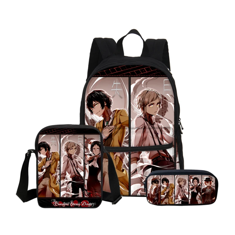 Индивидуальные Аниме страй собаки холст девушка школьная сумка набор модные
