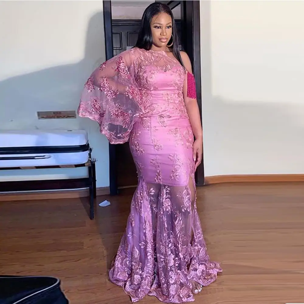 

Халат de Вечер 2021 платье vestido de fiesta de boda; Розовый Русалка Африканское вечернее платье Русалка Прозрачный низ платья на выпускной с аппликацие...