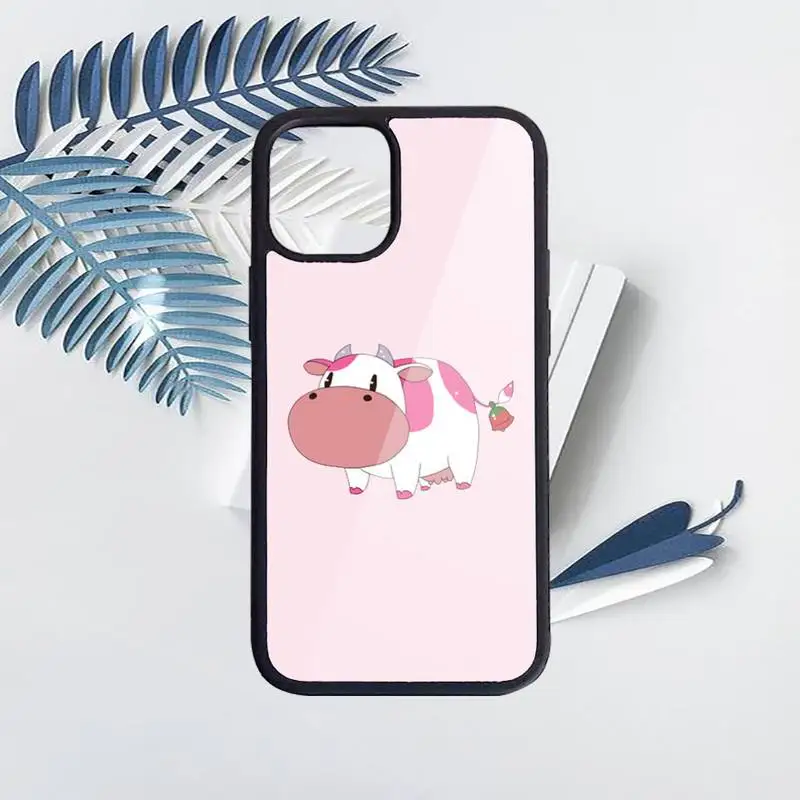 

Lovable pink cute strawberry cow Phone Case PC for iPhone 11 12 pro XS MAX 8 7 6 6S Plus X 5S SE 2020 XR