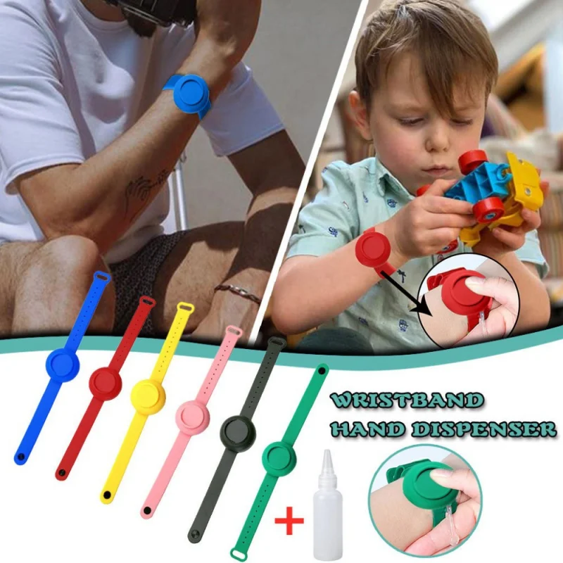 

Adult Kid Hand Sanitizer Dispensing Wristband Hand Pumps Disinfectant Sanitizer Dispenser Bracelet Wristband Silicone Bracelet/