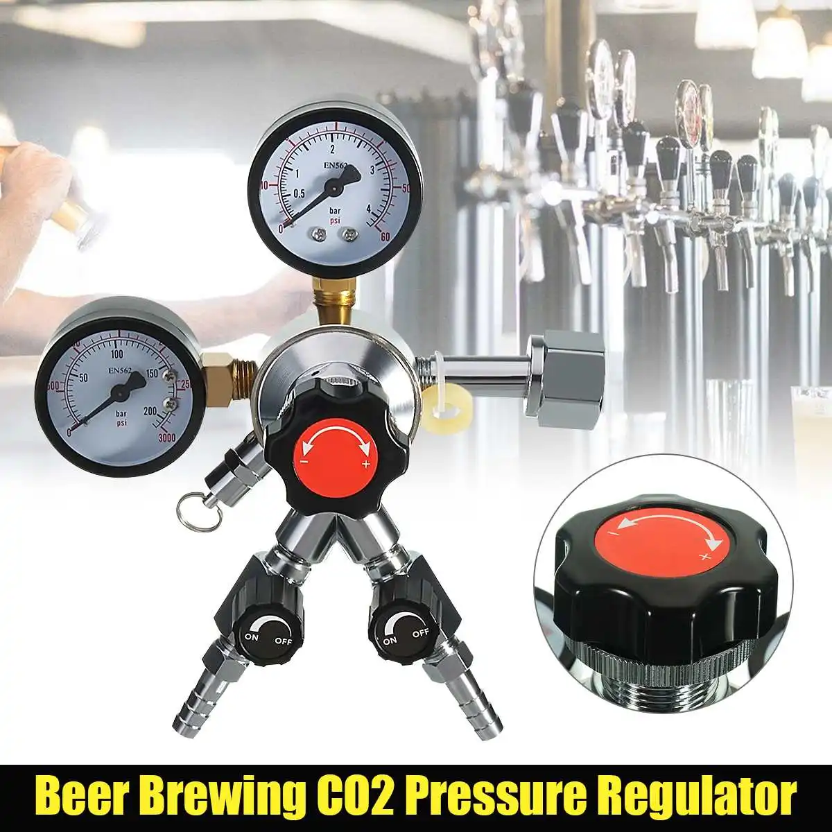 Углекислый CO2 Регулятор давления редуктор для пивоварения пива Kegerator бар тройной манометр клапан 5/16 CGA320 1/4NPT