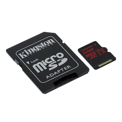 Карта памяти Kingston 64Гб microSDXC Canvas React 100R/80W U3 UHS-I V30 A1 адаптер |