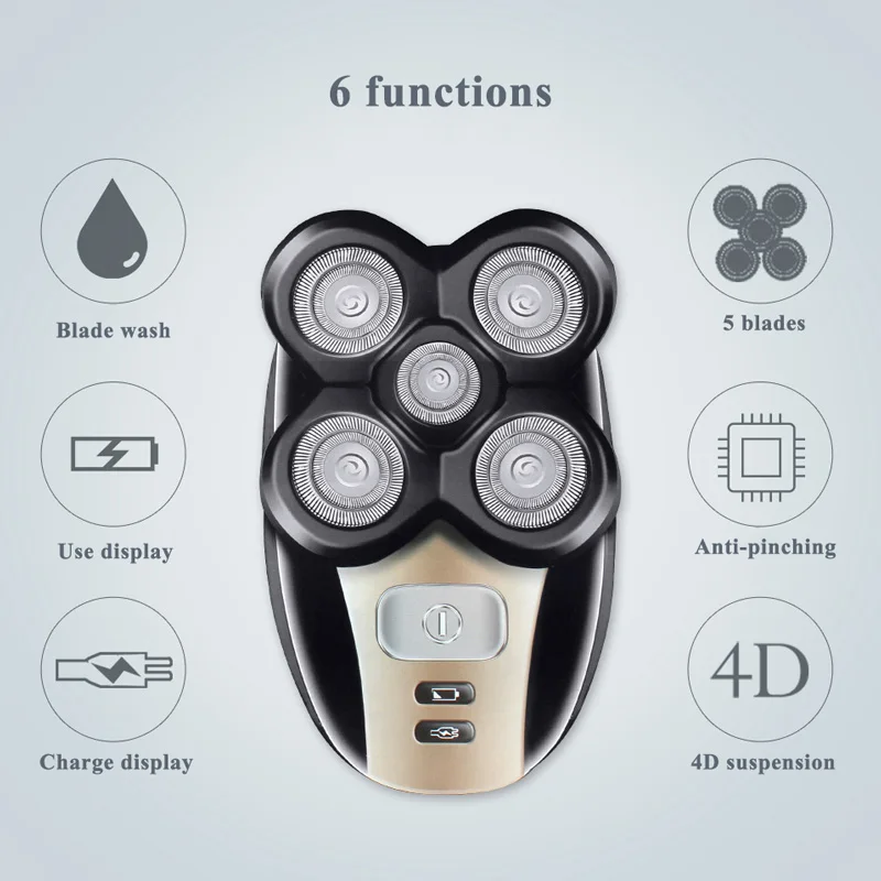 Kemei Shaver 5D Electric Razor 5 in 1 Men Hair Nose Trimmer Face Beard Cleaning hair clipper bareheaded shaving machine | Бытовая