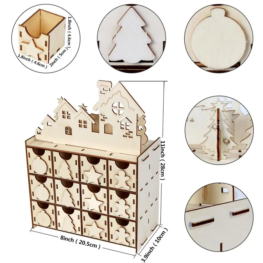 OurWarm DIY Рождество обратный отсчет Advent календарь год деревянные светодиодные часы обратного отсчета украшения дома Рождество DIY Поставки