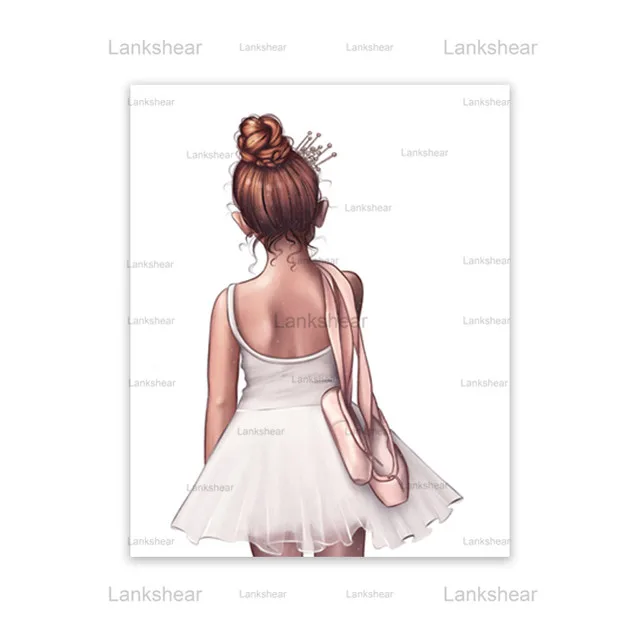 Плакат с изображением балерины для девочек мультяшный холст румяна розовая