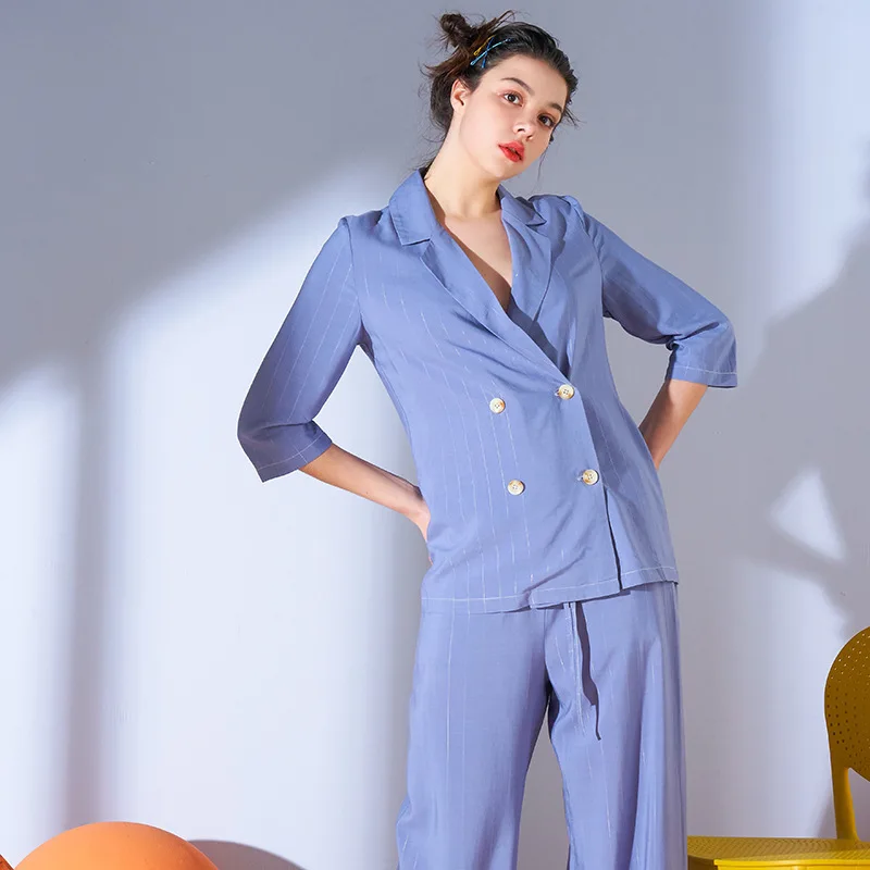 Простая Пижама для женщин новинка 2021 летняя одежда сна комплект из топа и брюк