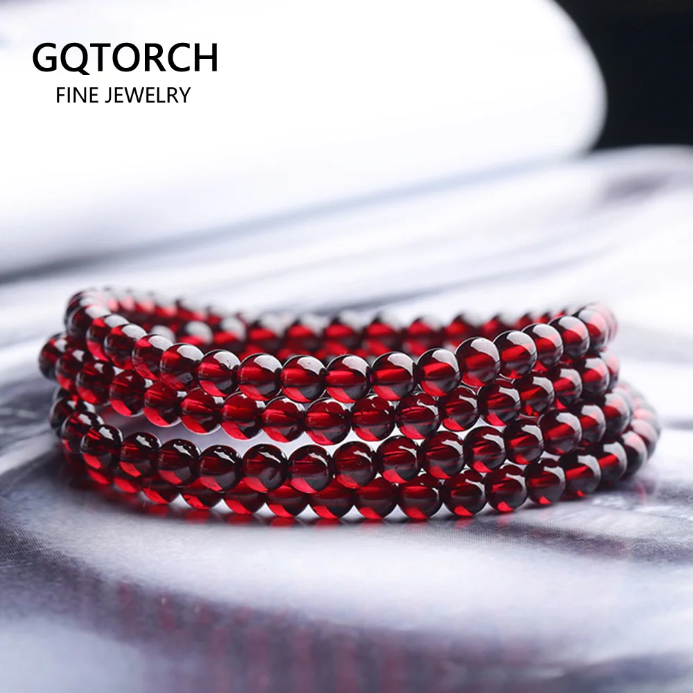 

4mm Small Wine Red Natural Garnet Bracelet Multilayers For Women Bead Charm Bracelet Yoga Jewelry Brazaletes Pulseras Mujer