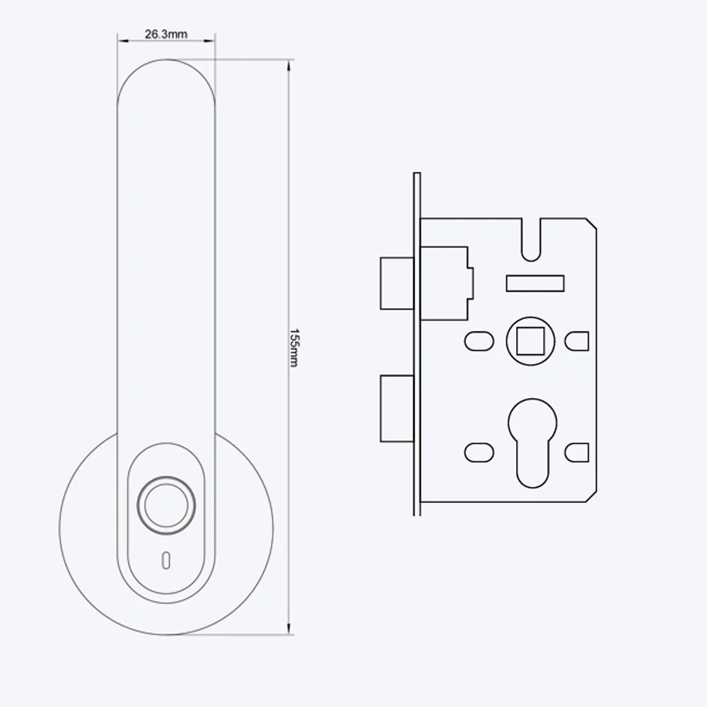 Дверной замок со сканером отпечатков пальцев и металлическим ключом для