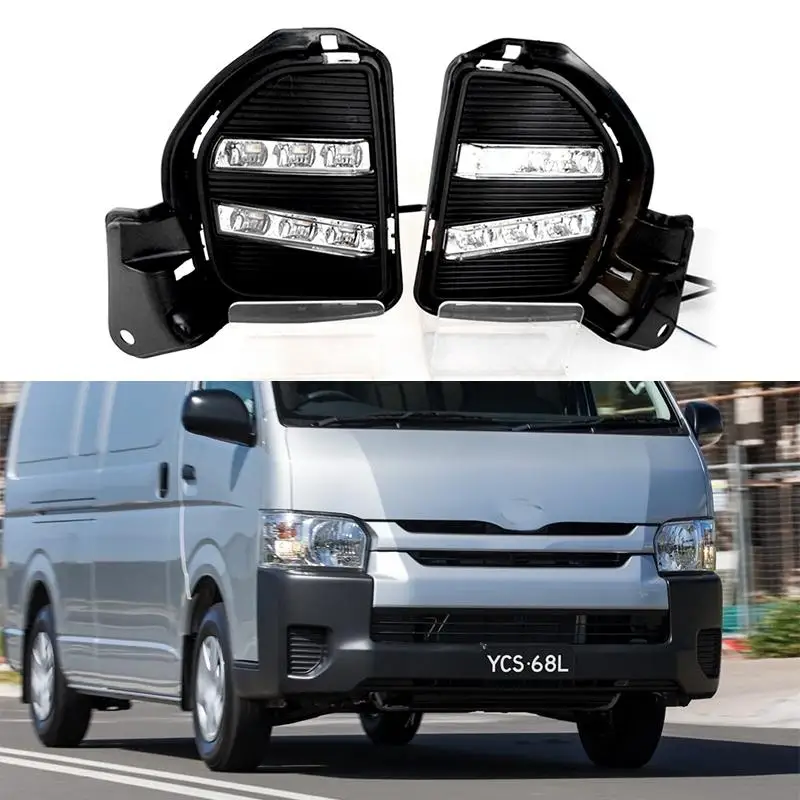 

Светодиодный ные дневные ходовые огни, противотуманные фары с указателем поворота для Toyota Hiace 2014-2016