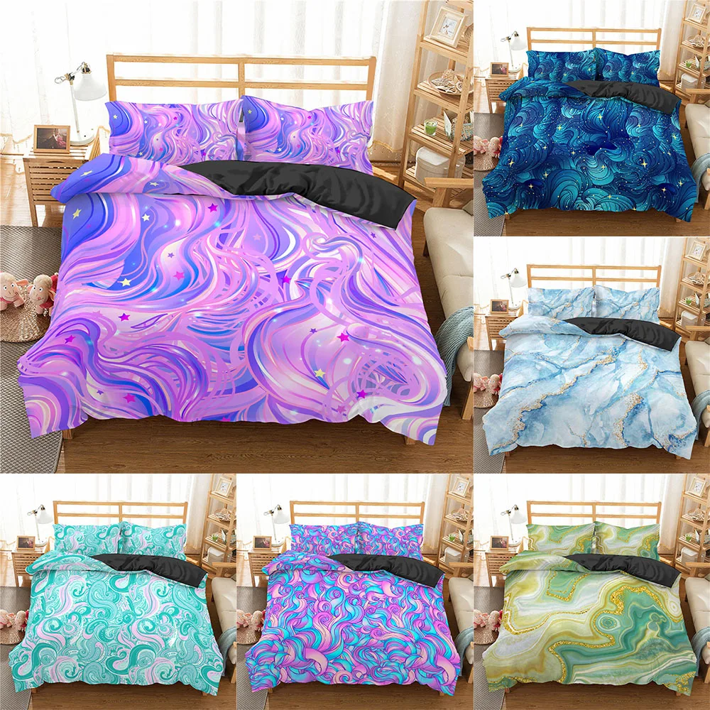 

2021 Colorful Marble Bed set Abstract Art Duvet Cover Set Queen King Size Bedding set 3d Bedclothes Bedroom Bedlinen