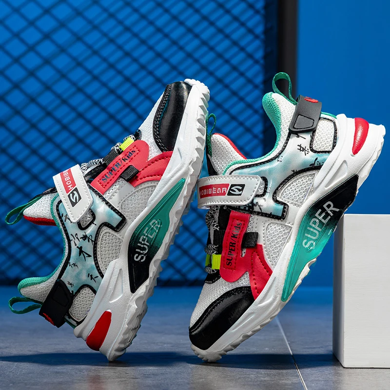 Zapatillas deportivas de malla transpirable para ni&ntilde;o y ni&ntilde;a, botines deportivos para correr, duraderos, para actividades al aire libre-2