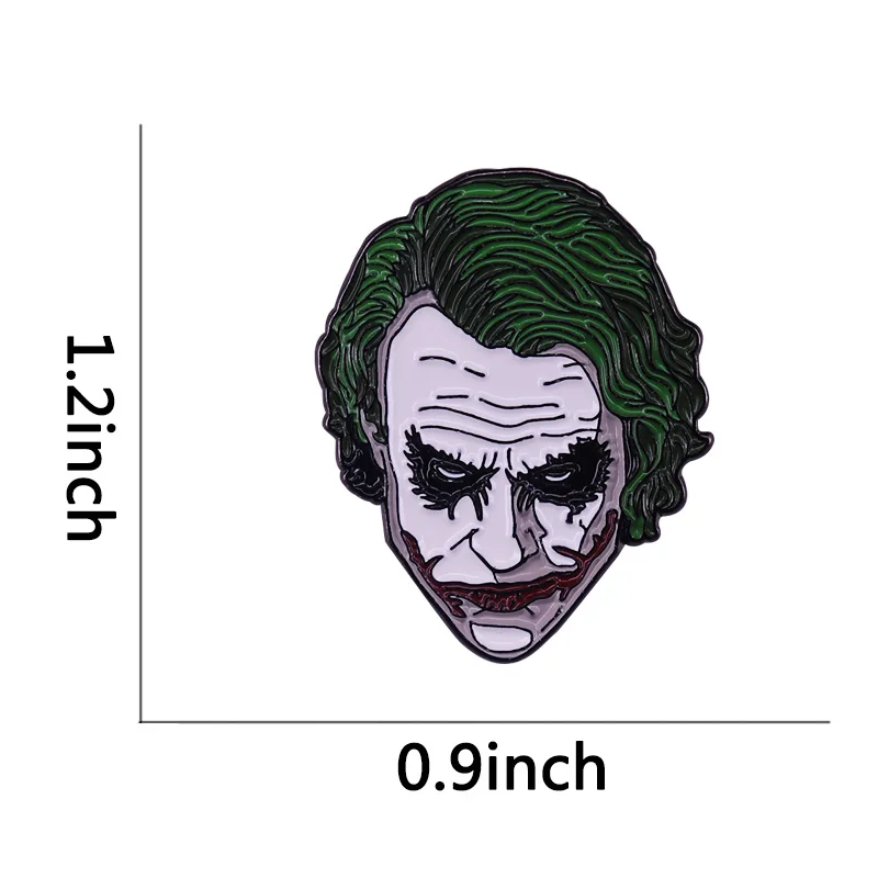 Эмалированная брошь в стиле Хэллоуин Dark Knight 2008 Heath Ledger Jokerr | Украшения и