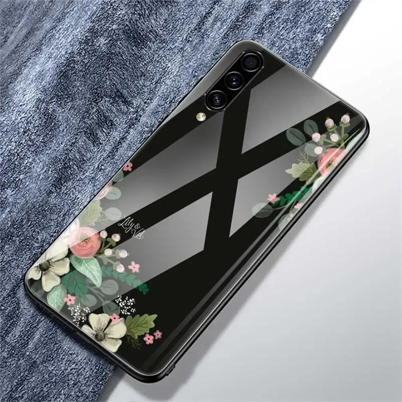 

Flowers Rose Glass Case For Samsung Galaxy A50 A51 M51 A70 A71 A21s A40 A20 A10 A41 M31 Tempered Phone Coque Sac