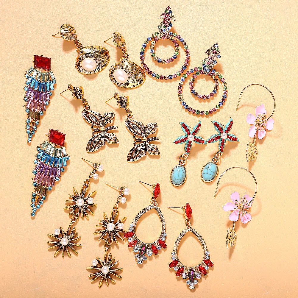 Женские винтажные серьги подвески с кристаллами и стразами свадебные вечерние