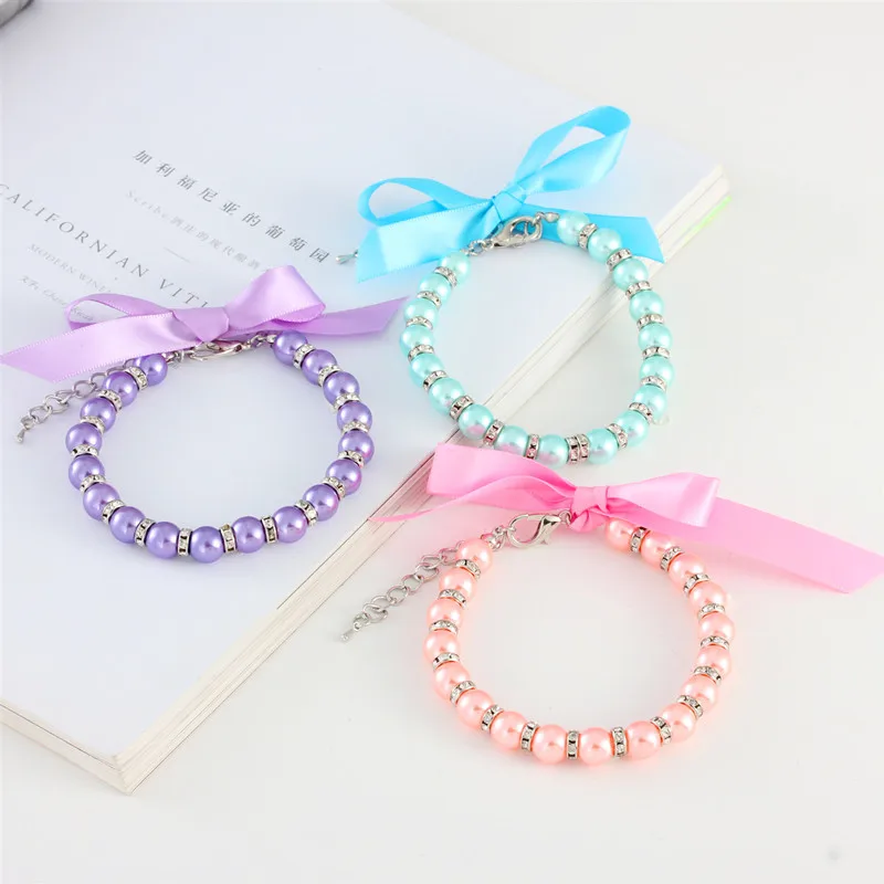 Pet Dog Pearls Necklace Collar Jewelry Bling Rhinestones Puppy Cat Wedding Accessories for Female Dogs Cats Pets | Дом и сад