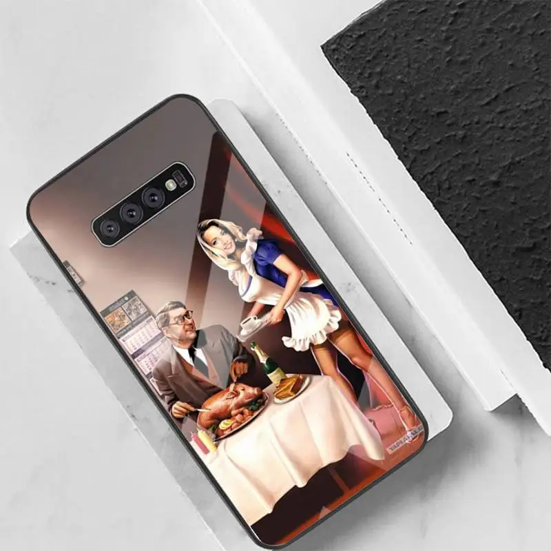 

Retro sexy girl Phone Case Back Cover For Samsung Cases S20 Plus S10 NOTE 8 9 10 10PRO Tempered Glass Soft Silicone Edge