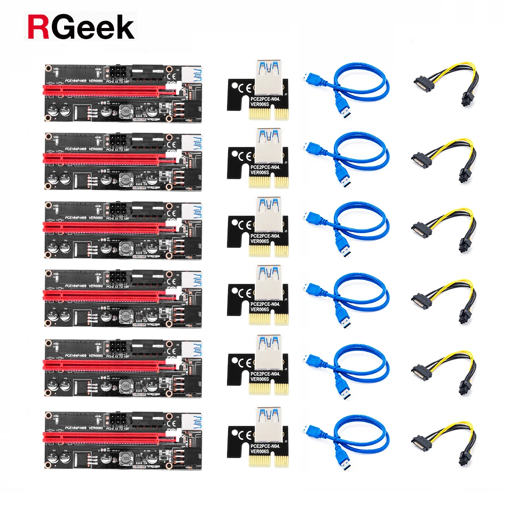 6 шт. переходник VER009 USB 3 0 PCI E Райзер VER 009S 1X 4X 8X 16X PCIE|Компьютерные кабели и разъемы| |