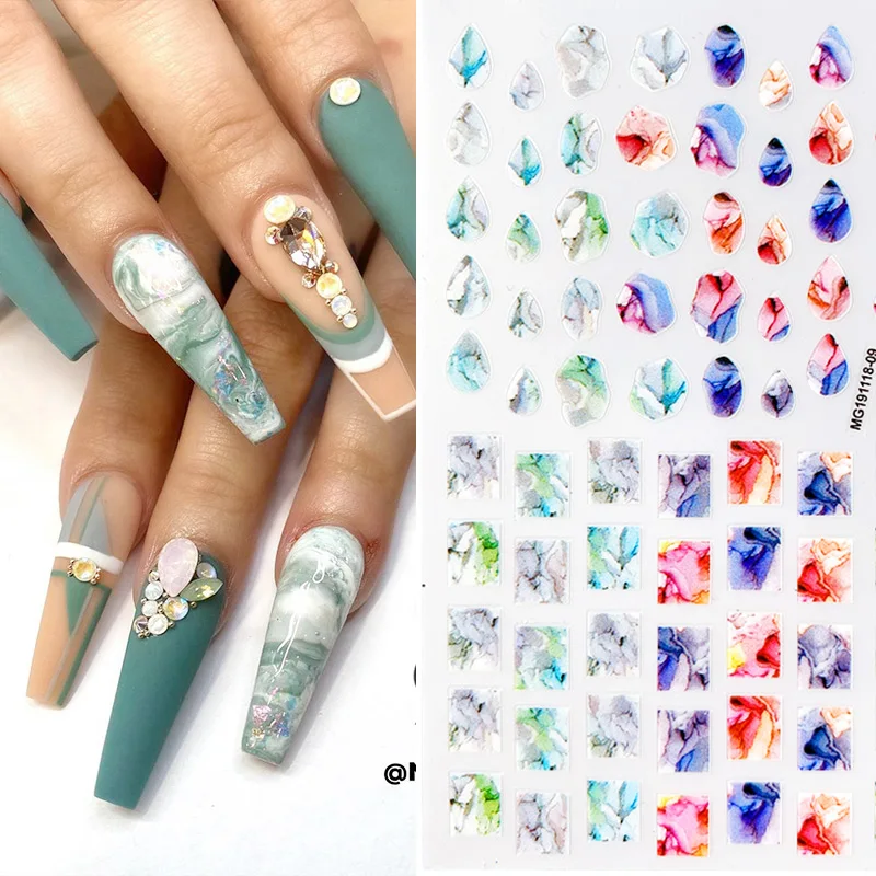 1 шт. 3D слайдер для ногтей цветок мраморные кружевные линии наклейки новый летний