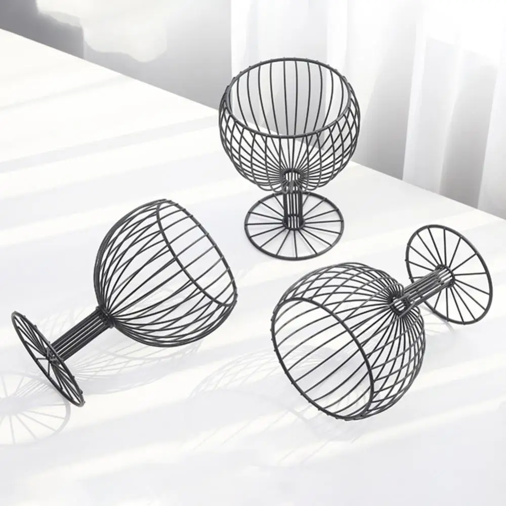 

Metal Glass Shape Desktop Fruit Holder Organizer Snacks Storage Tray Bowl Basket