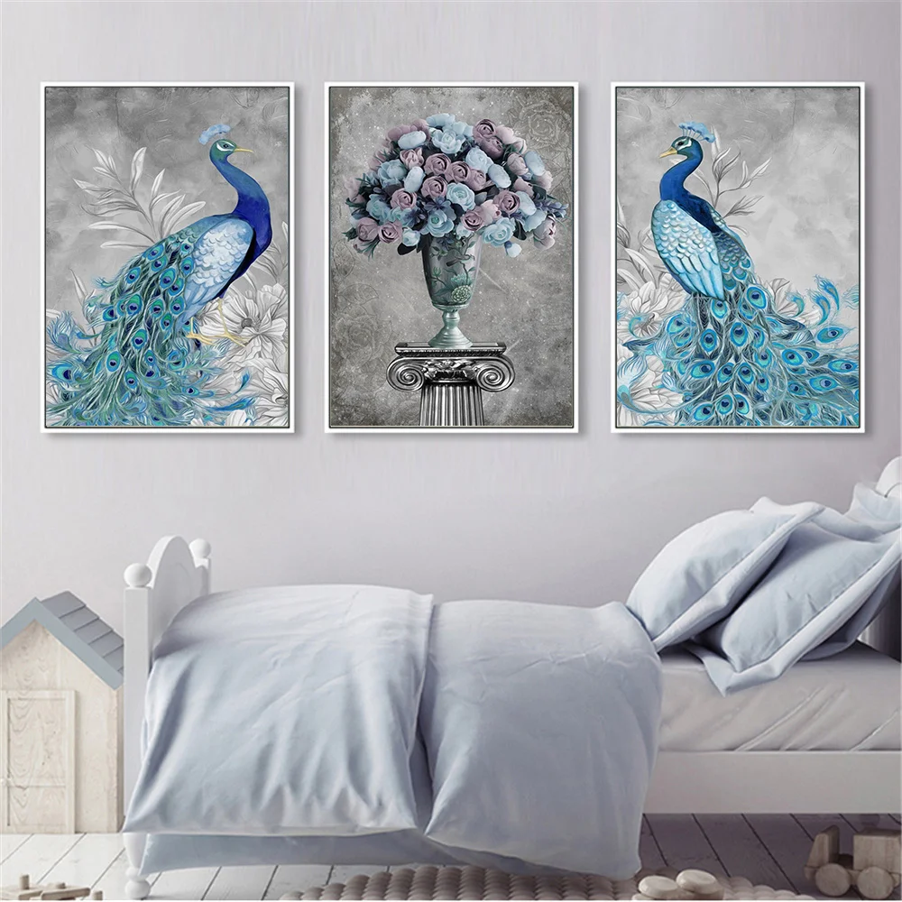 Nordic плакат Павлин Куадрос декоративные холст картины Wall Art печать Картина