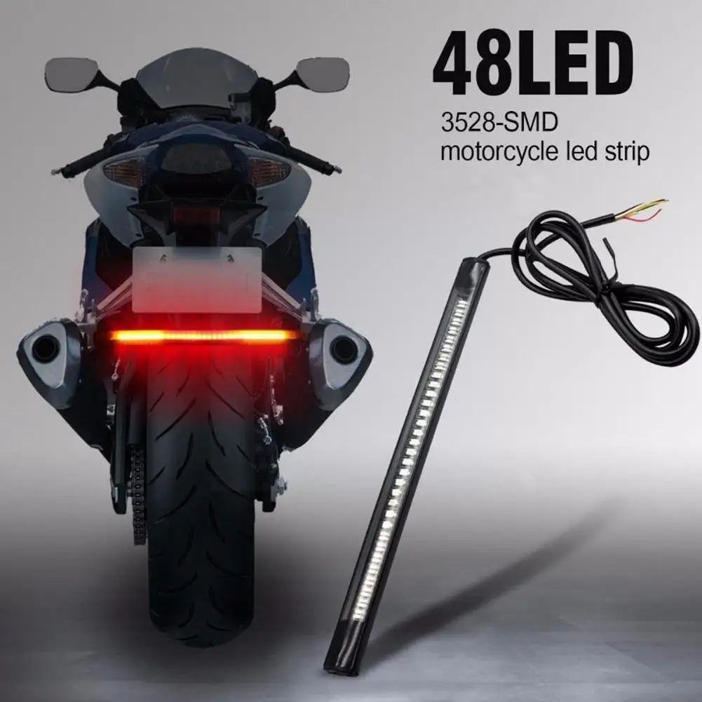 

Motorcycle Light Bar Strip 48 LED Taillight Brake Turn Signal Accessories Motorcycle 2835 3014 Dual SMD Color R7I4
