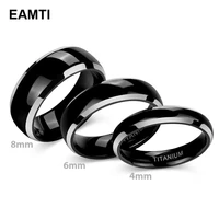 eamti 468mm titanium rings black dome high polished wedding engagement band stylish for men women gifts lover couple jewelry