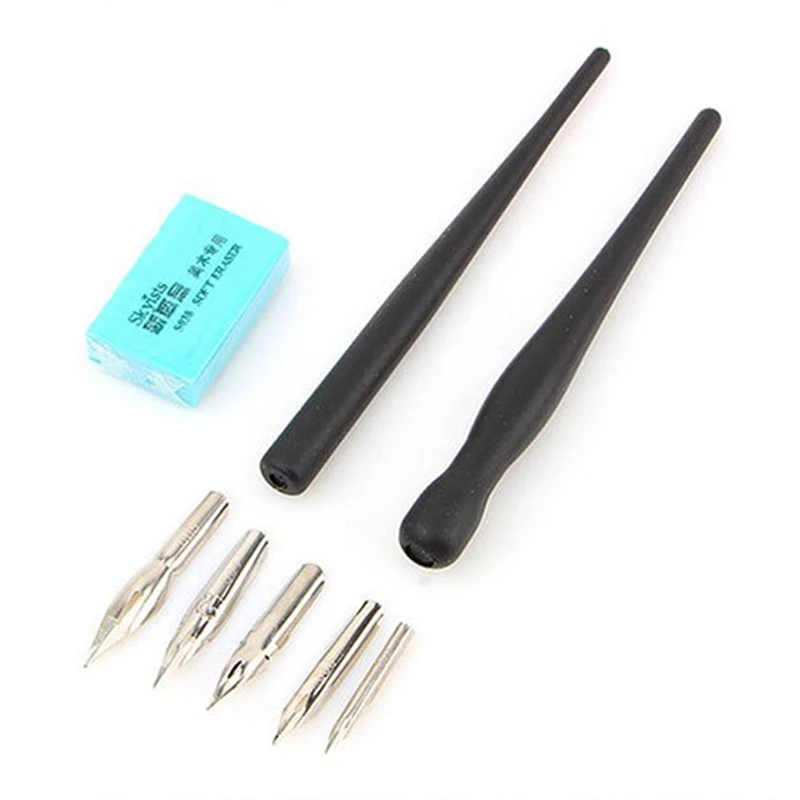 

1Set Quality 5 Pen Nibs and 2Pcs Handle For Artist Anime Comic Calligraphy Pen Supply Drawing Anime Multi School Art Supplier