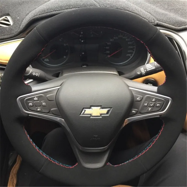 

For Chevrolet MALIBU Cavalier sail CRUZE Equinox DIY custom black suede leather interior steering wheel cover car accessories