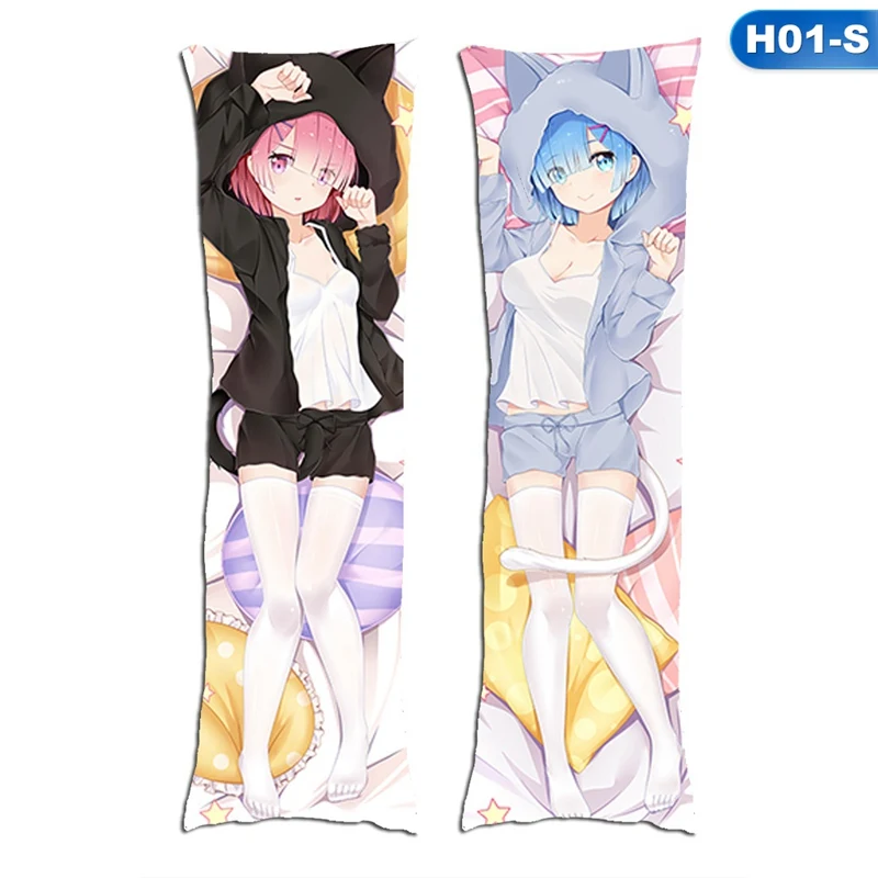 

Anime Pillowcase Life In A Different World From Zero Rem Ram Dakimakura Cute Body Pillowcase Cartoon Hug Pillow Cover Case