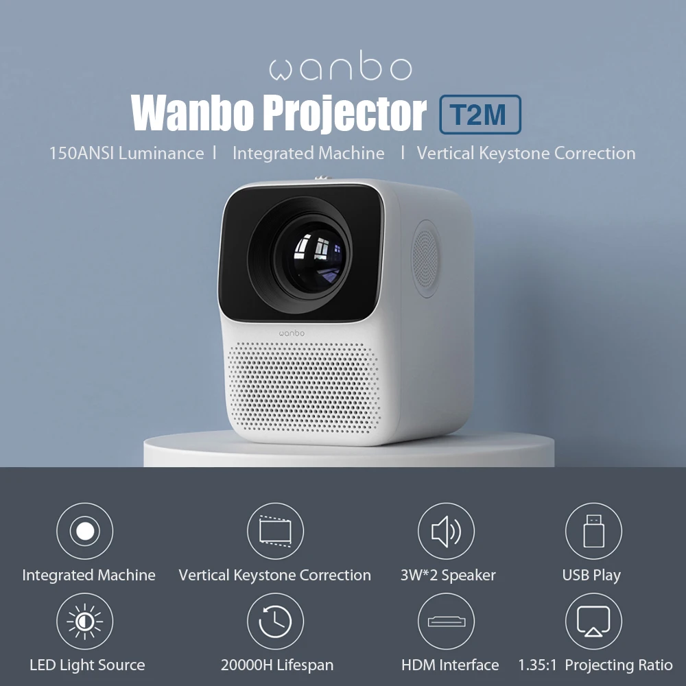 

Global Version Wanbo T2M Projector 1080P HD LCD Projection Vertical Keystone Correction Projector Mini Home Theater Projector