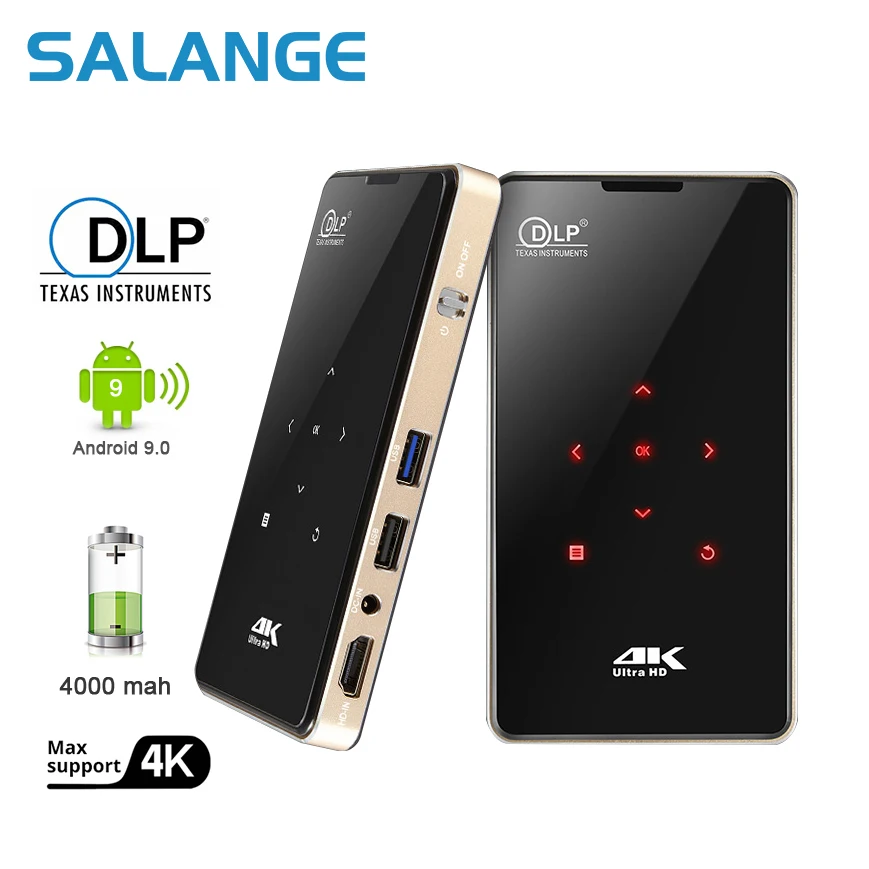 Salange P8 Mini DLP проектор 4K Android 9 0 WiFi Bluetooth 1080P Поддержка портативная беспроводная