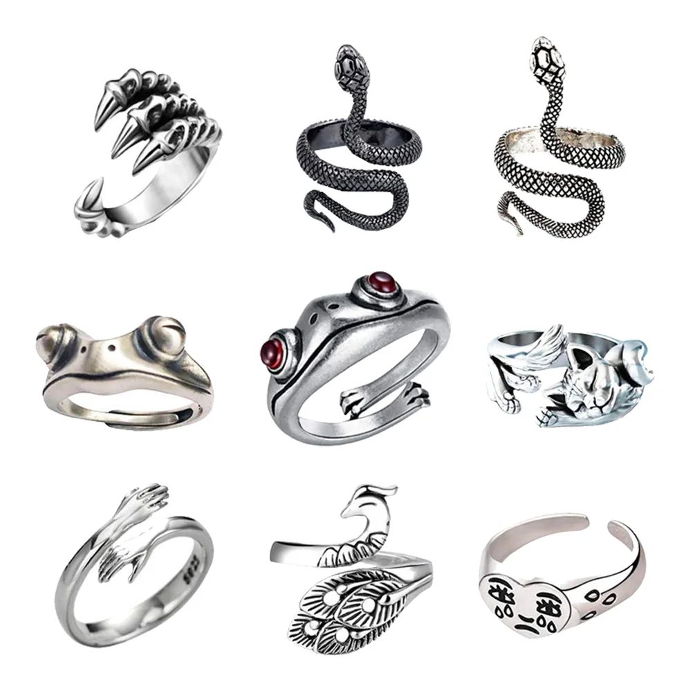 

9Pcs Western Style Men Finger Rings Retro Style Men Rings Adjustable Rings