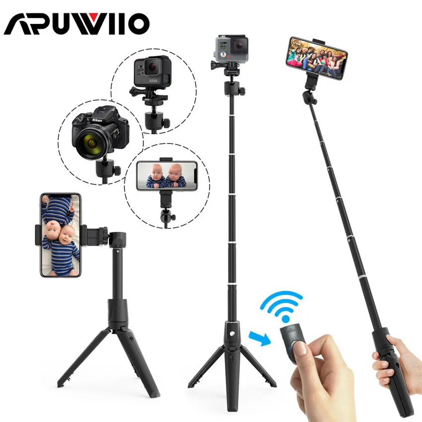 

2 in 1 Wireless Bluetooth Selfie Stick Tripod Self-Timer Artifact Rod Cell Phone Stand with Remote Control for IOS Android Phone
