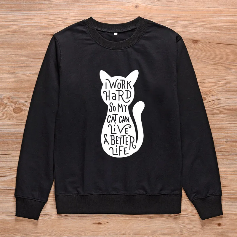 ONSEME Crazy Cat Дамская Длинная толстовка Женский пуловер с капюшоном топы i work твердый