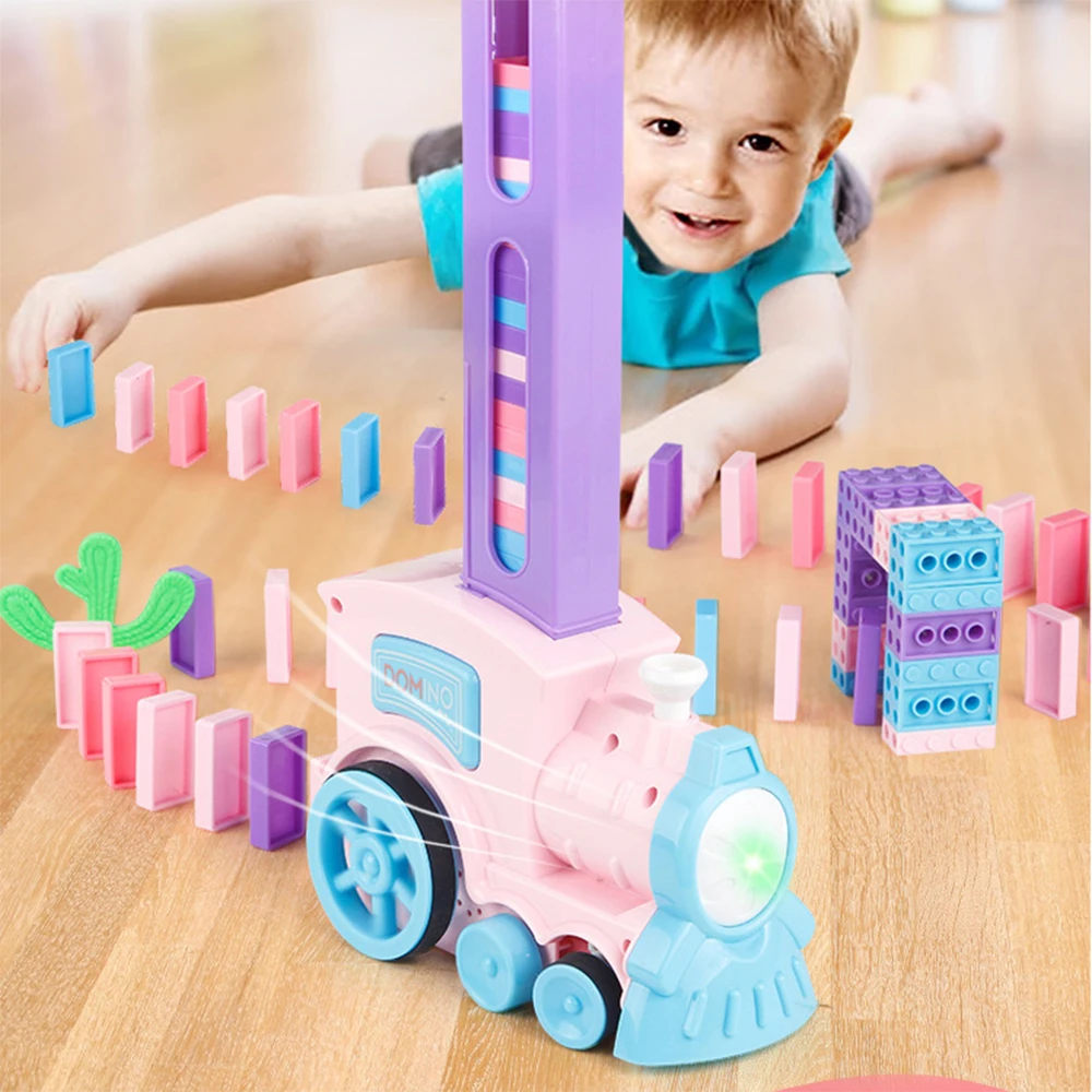Automatic Laying Domino Train Blocks Set Building and Stacking Toy Plastic For 3-7 Year Old Toys Boys Girls Gift for Kids | Игрушки и