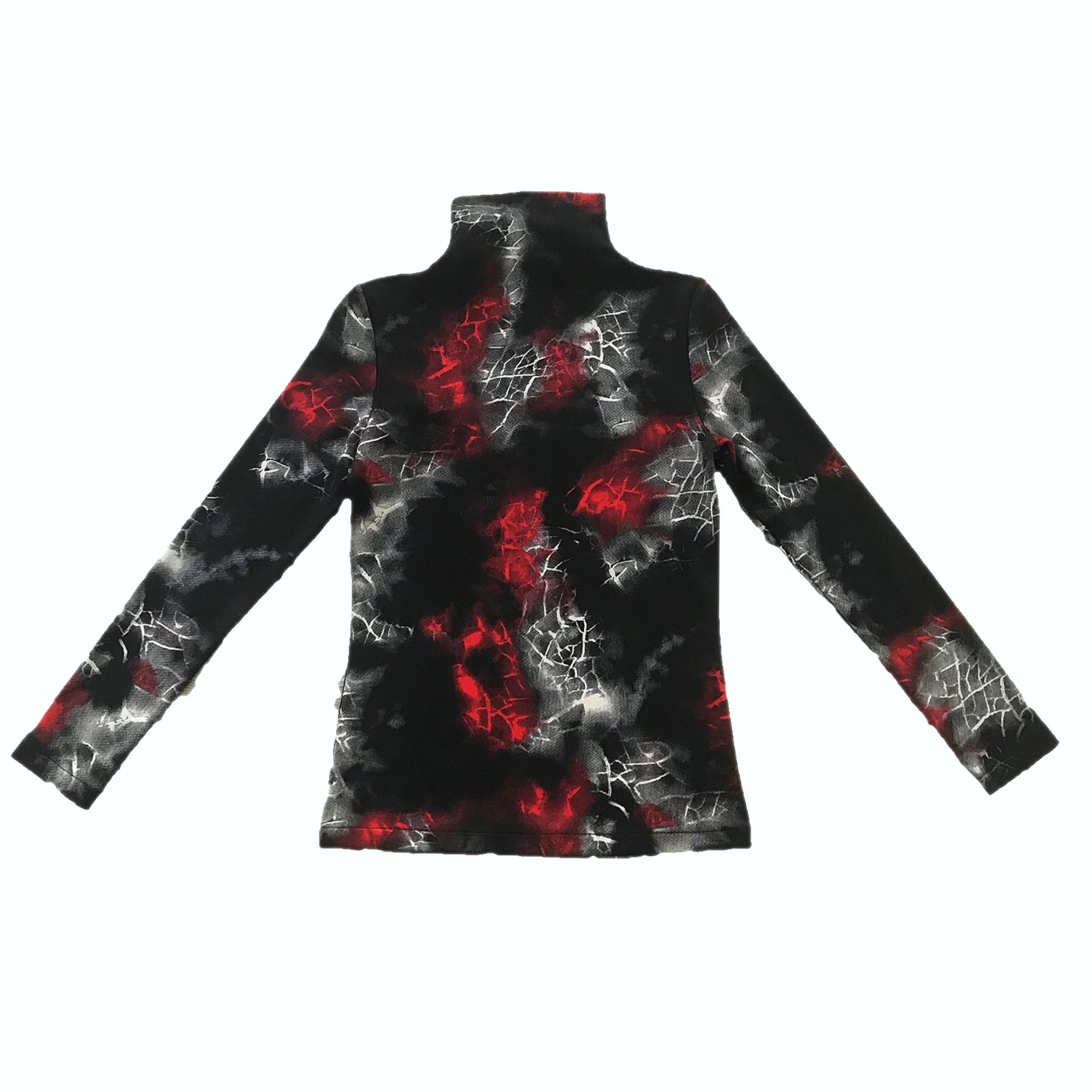 

Women Gothic Red Black Spider Net shirt Long Sleeve Turtleneck Thin Punk Dark Bottoming Shirt Women's Clothing