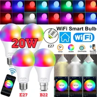 15w wifi smart bulb b22 e27 led rgb light lamp work alexa google home with rgb dimmable remote control colore light magic bulb