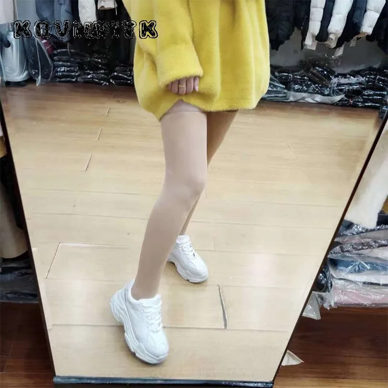 Stylish Black Long High Solid Socks knee Women Cotton elastic Sock Winter Warm Thick Plus velvet for lady Wedding Christmas Sox