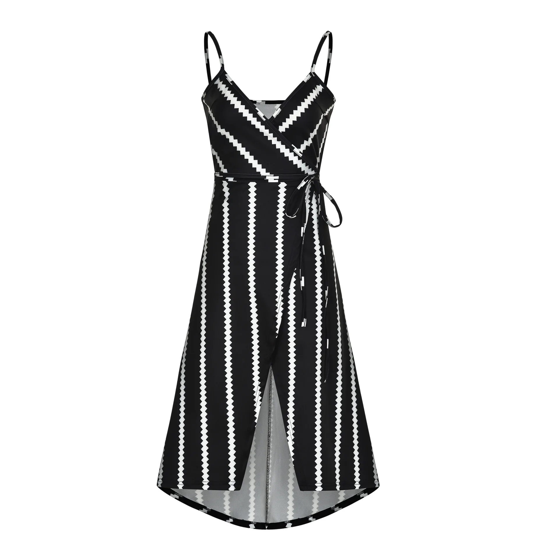 

Fashion print striped halter strap irregular women dress V Neck Summer Mini Sexy Beach Casual Bodycon Party Dresses